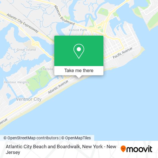 Mapa de Atlantic City Beach and Boardwalk