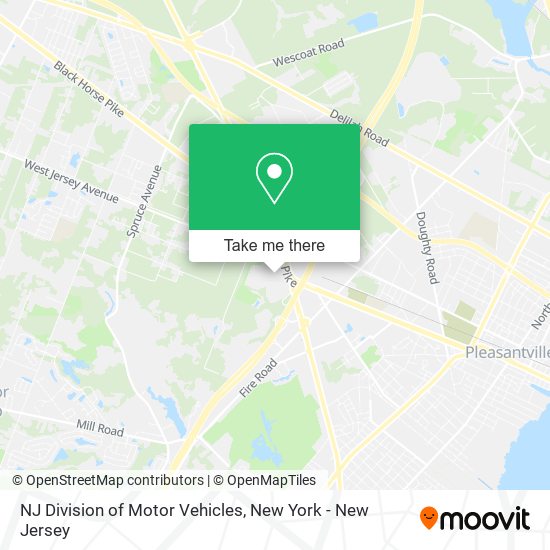 NJ Division of Motor Vehicles map