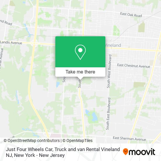 Mapa de Just Four Wheels Car, Truck and van Rental Vineland NJ