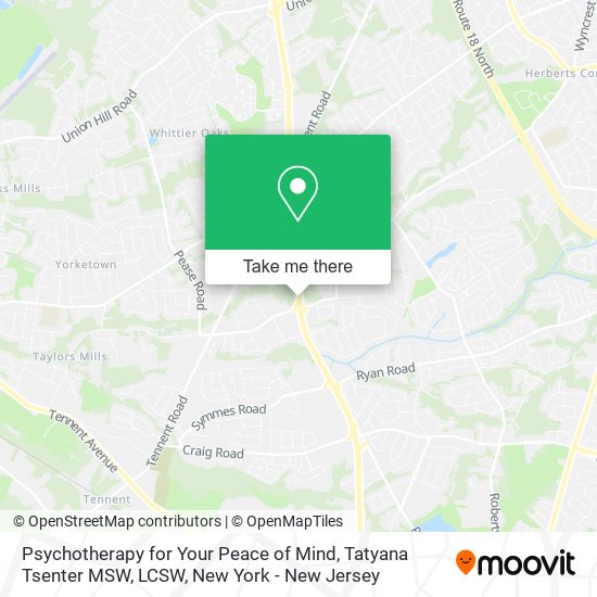 Psychotherapy for Your Peace of Mind, Tatyana Tsenter MSW, LCSW map