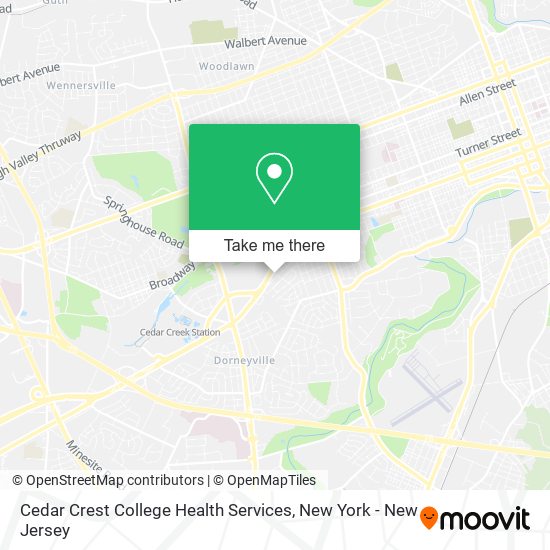 Cedar Crest College Health Services map