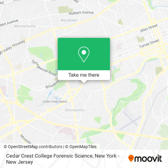 Cedar Crest College Forensic Science map