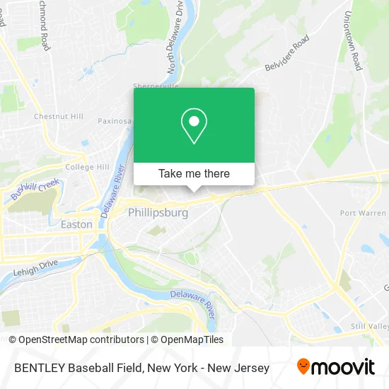 BENTLEY Baseball Field map