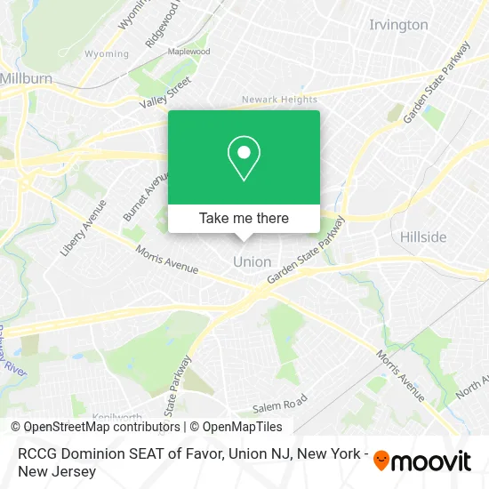 RCCG Dominion SEAT of Favor, Union NJ map