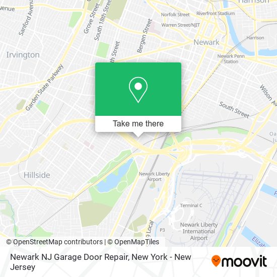 Mapa de Newark NJ Garage Door Repair