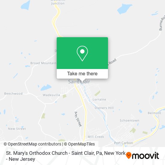 St. Mary's Orthodox Church - Saint Clair, Pa map