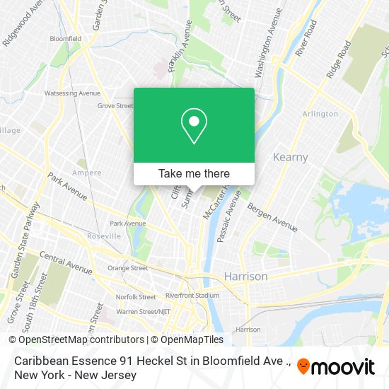 Mapa de Caribbean Essence 91 Heckel St in Bloomfield Ave .