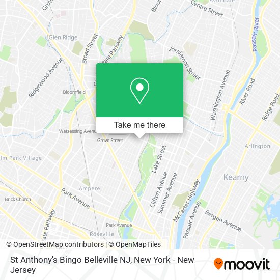 Mapa de St Anthony's Bingo Belleville NJ