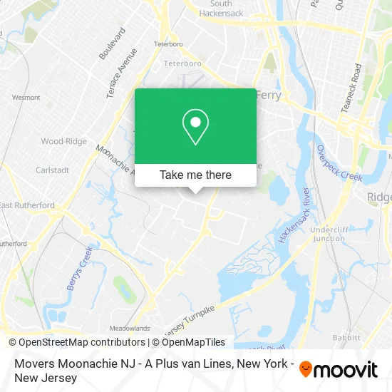 Movers Moonachie NJ - A Plus van Lines map