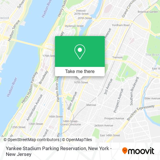 Mapa de Yankee Stadium Parking Reservation