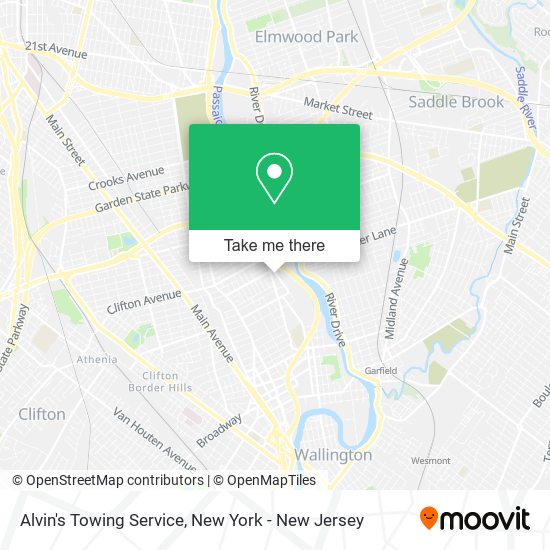 Alvin's Towing Service map