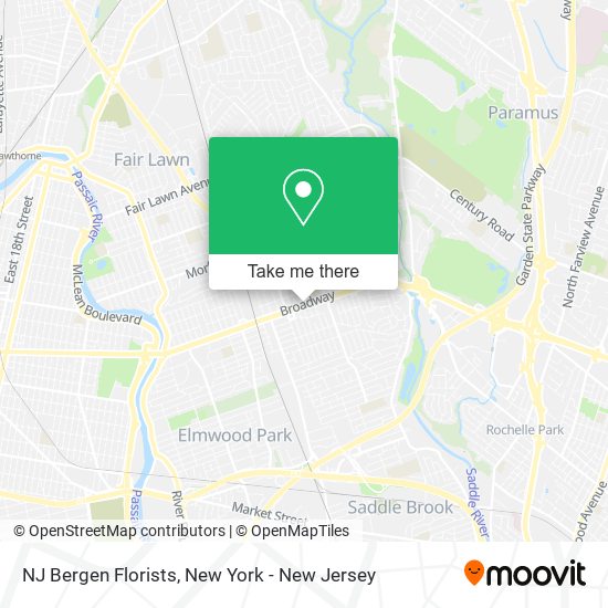 Mapa de NJ Bergen Florists