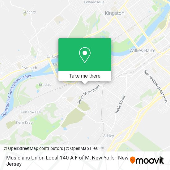 Musicians Union Local 140 A F of M map
