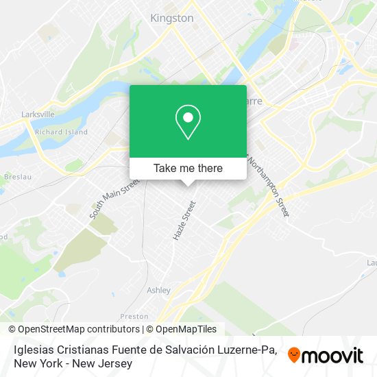 Mapa de Iglesias Cristianas Fuente de Salvación Luzerne-Pa