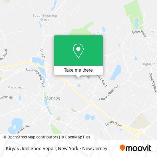 Kiryas Joel Shoe Repair map