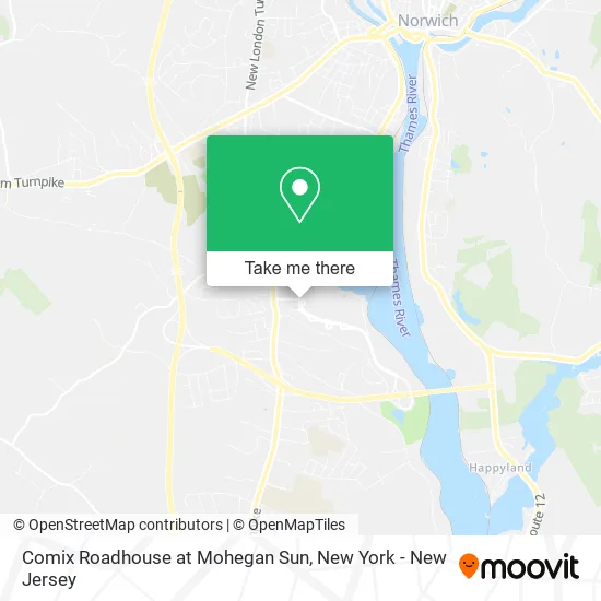 Comix Roadhouse at Mohegan Sun map