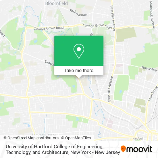 University of Hartford College of Engineering, Technology, and Architecture map