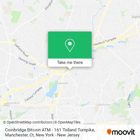 Mapa de Coinbridge Bitcoin ATM - 161 Tolland Turnpike, Manchester, Ct