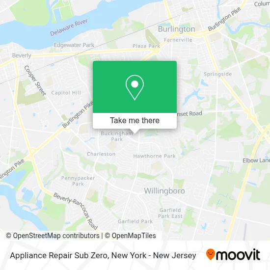 Appliance Repair Sub Zero map