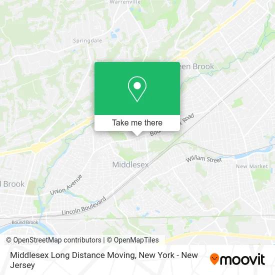 Middlesex Long Distance Moving map