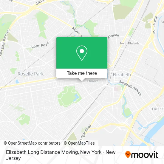 Elizabeth Long Distance Moving map
