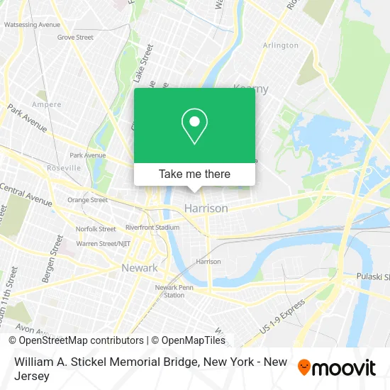 William A. Stickel Memorial Bridge map
