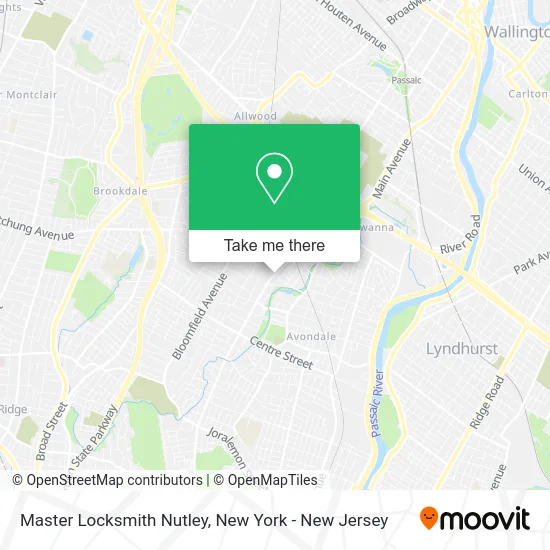 Master Locksmith Nutley map