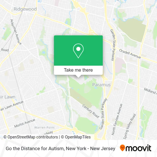 Mapa de Go the Distance for Autism