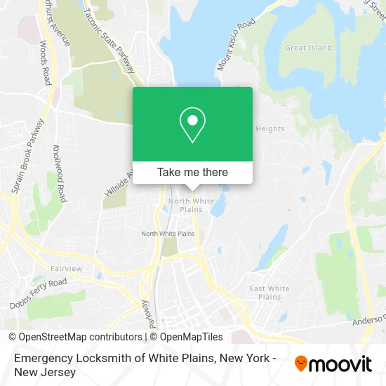 Emergency Locksmith of White Plains map
