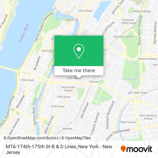 Mapa de MTA-174th-175th St-B & D Lines