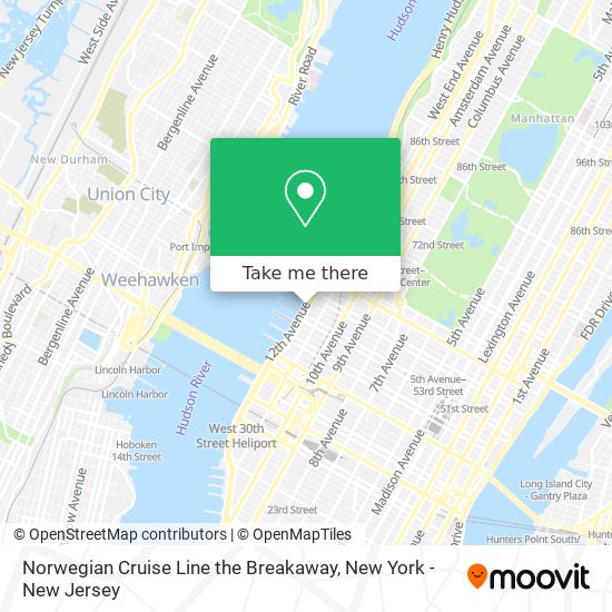 Norwegian Cruise Line the Breakaway map