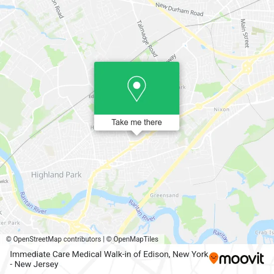 Immediate Care Medical Walk-in of Edison map