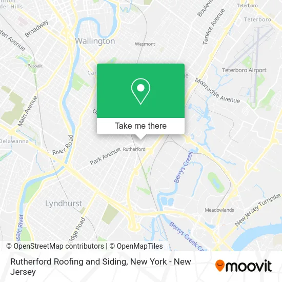 Rutherford Roofing and Siding map