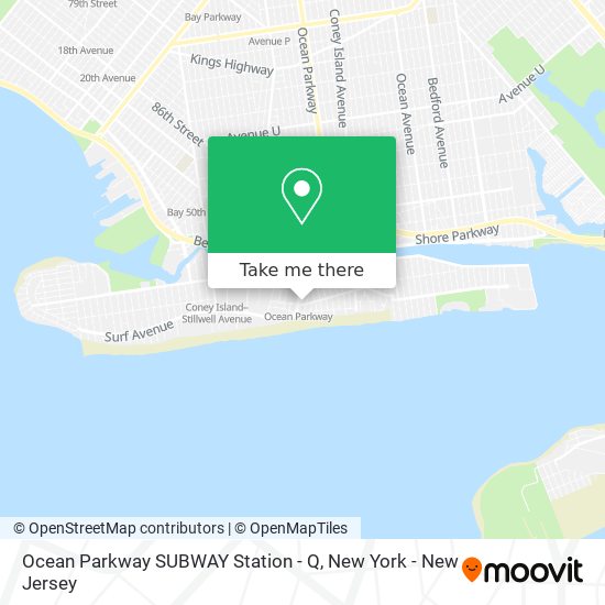 Mapa de Ocean Parkway SUBWAY Station - Q