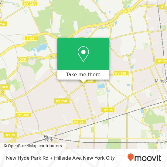 New Hyde Park Rd + Hillside Ave map
