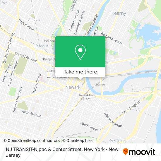 NJ TRANSIT-Njpac & Center Street map