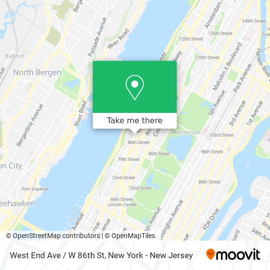 West End Ave / W 86th St map