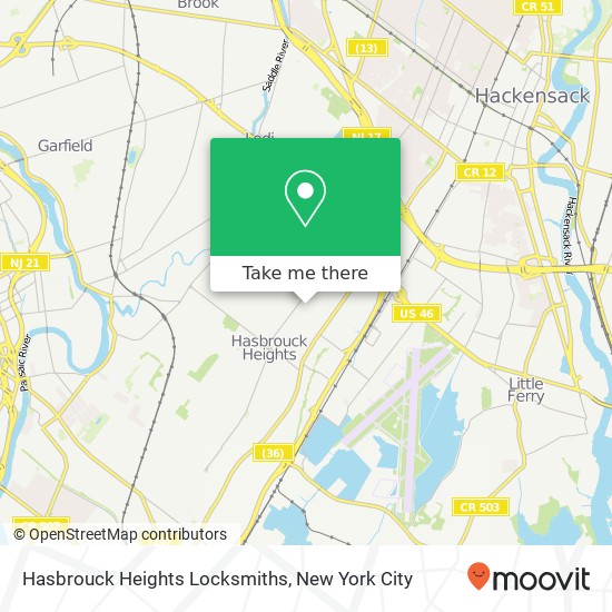 Hasbrouck Heights Locksmiths map