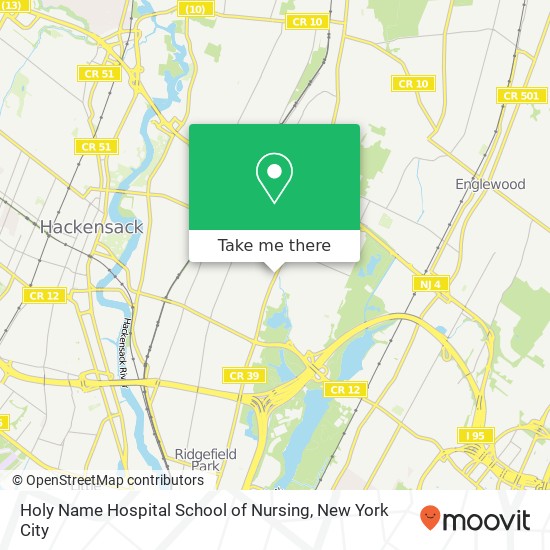 Mapa de Holy Name Hospital School of Nursing