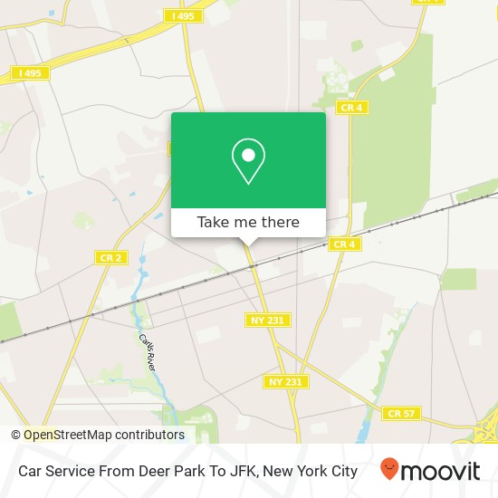 Mapa de Car Service From Deer Park To JFK