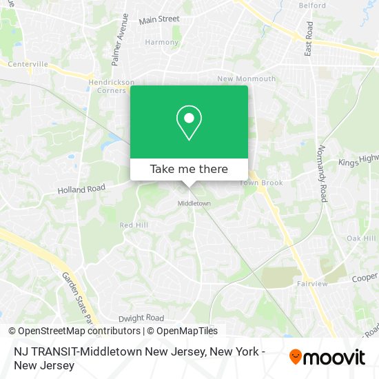 NJ TRANSIT-Middletown New Jersey map