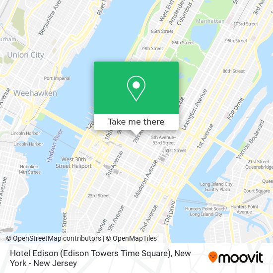 Mapa de Hotel Edison (Edison Towers Time Square)