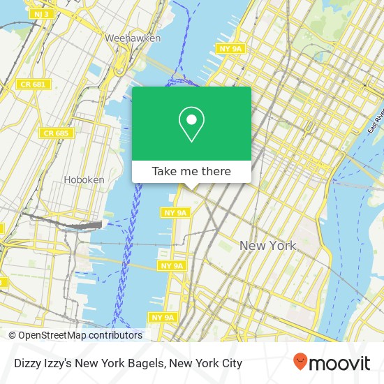Mapa de Dizzy Izzy's New York Bagels