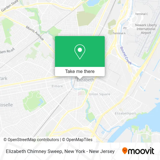 Elizabeth Chimney Sweep map
