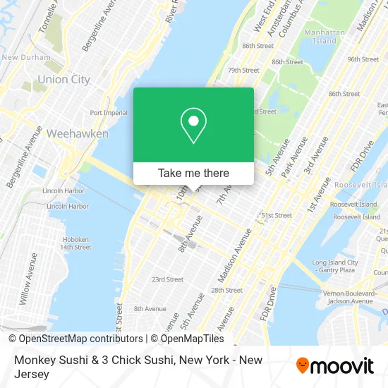 Monkey Sushi & 3 Chick Sushi map
