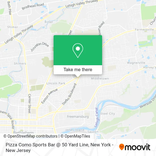 Pizza Como Sports Bar @ 50 Yard Line map
