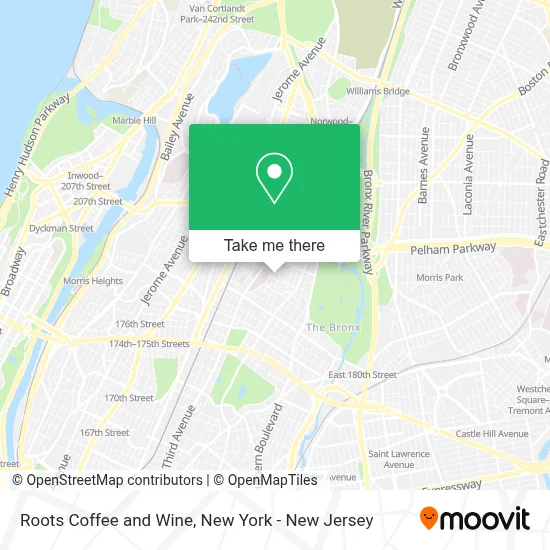 Roots Coffee and Wine map