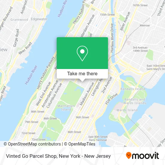 Vinted Go Parcel Shop map