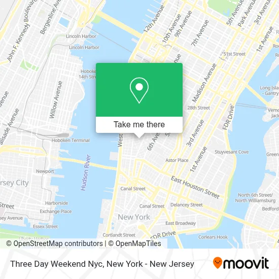 Three Day Weekend Nyc map
