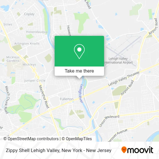 Zippy Shell Lehigh Valley map